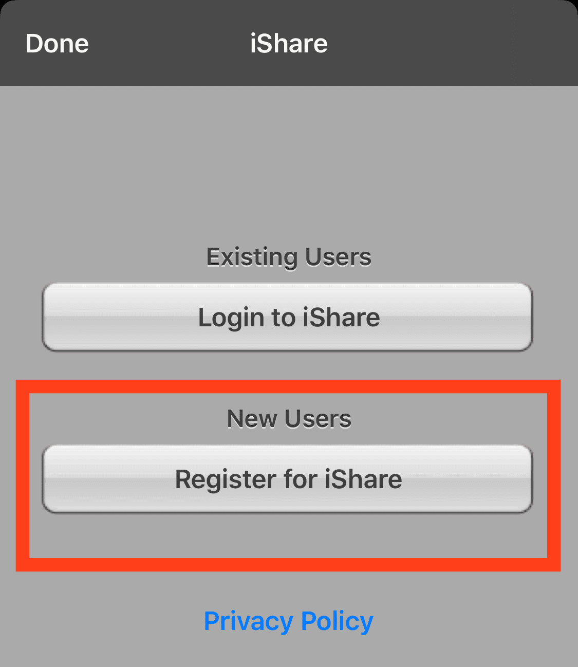 Register for iShare